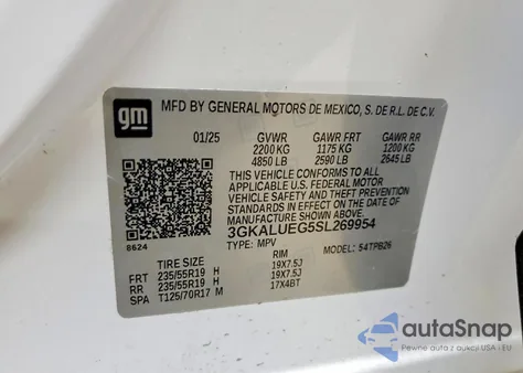 2025 GMC Terrain Elevation z USA, uszkodzony, nr VIN 3GKALUEG5SL269954